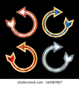 vector set of refresh arrows with bulb lamps