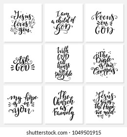 Vector set of religions lettering. Modern lettering illustration. T shirt hand lettered calligraphic design. Perfect for t-shirts, banners, flyers and other types of business design.
