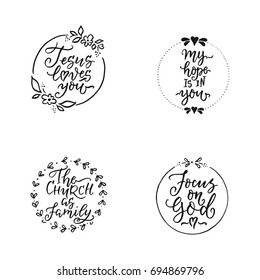 Vector set of  religions lettering. Modern lettering illustration. T shirt hand lettered calligraphic design. Perfect illustration for t-shirts, banners, flyers and other types of business design.