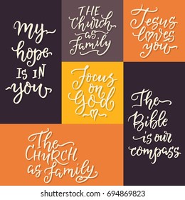 Vector set of  religions lettering. Modern lettering illustration. T shirt hand lettered calligraphic design. Perfect illustration for t-shirts, banners, flyers and other types of business design.