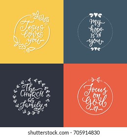 Vector set of  religions lettering. Modern lettering illustration. T shirt hand lettered calligraphic design. Perfect illustration for t-shirts, banners, flyers and other types of business design.