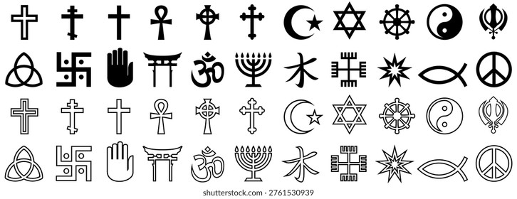vector set Religious symbol icons collections. Different Spiritual Emblems sign template design vector illustration	