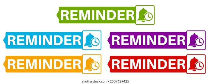 vector set reminder icon sign. time notifications symbol labels sticker template design illustration	