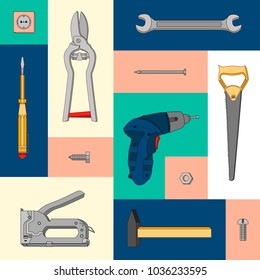 Vector set of repair tools. Illustration