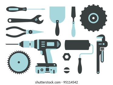 Vector set of repairing tools simple style 2 colors