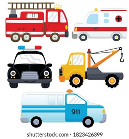 Vector Set Rescue Vehicles Cartoon Stock Vector (Royalty Free ...