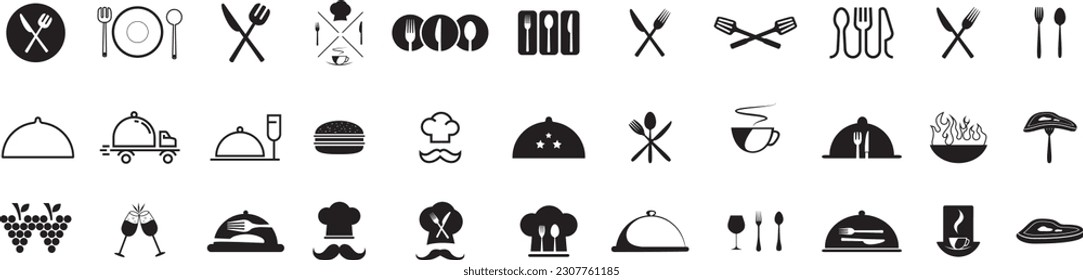Vector set of restaurant line icons. Set Vector Line Icons of Restaurant Business. Vector illustration