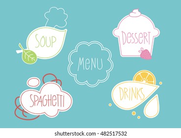 Vector Set of Restaurant Menu Labels