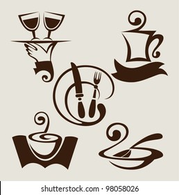 vector set of restaurant signs and symbols