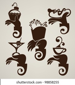 vector set of restaurant signs and symbols