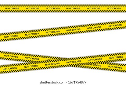 Vector set of restriction tapes, police line, crime scene investigation. Collection of danger caution stripes.