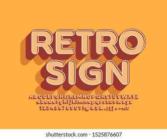 Vector set of Retro Alphabet Letters, Numbers and Symbols. Vintage isometric Font