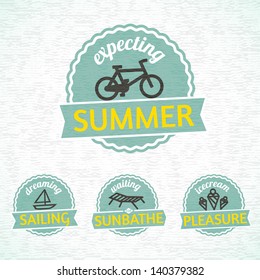 Vector set of retro badges with summer actions