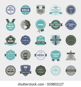 Vector set of retro badges, vintage labels, icons isolated. Easy editable