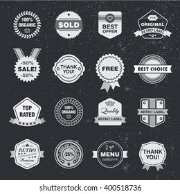 Vector set of retro badges, vintage labels, icons isolated. Easy editable. Black and white