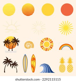 vector set retro beach element.