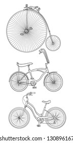 Vector set: retro bicycles