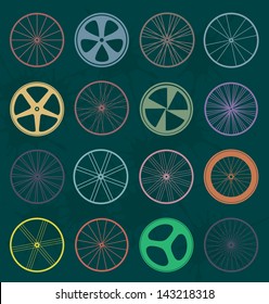 Vector Set: Retro Bike Wheel Silhouettes