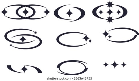 Vector Set of Retro Bling Y2K Elements Abstract Shapes	