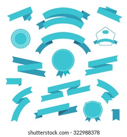 Vector set of retro blue r?bbons, badges isolated