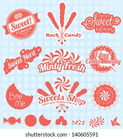 Vector Set: Retro Candy Shop Labels and Icons