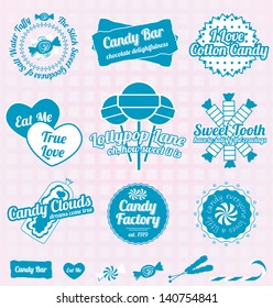 Vector Set: Retro Candy Shop Labels and Icons