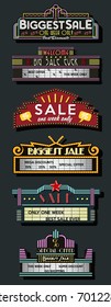 Vector Set of Retro Cinema Light Boxes and Signboards 