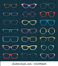 Vector Set: Retro Color Glasses Silhouettes