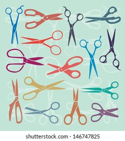 Vector Set: Retro Color Scissors Silhouettes