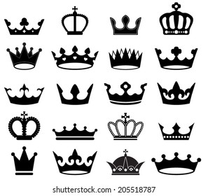 vector set of retro crowns