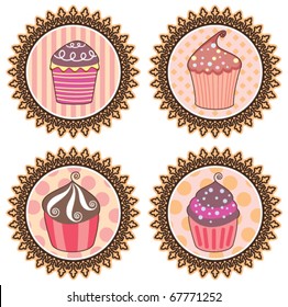 vector set of retro cupcakes