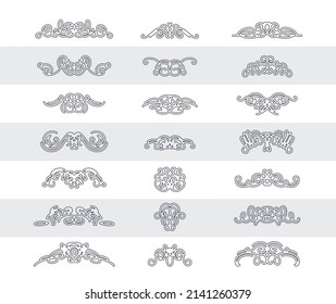 Vector set of retro decorations for wedding cards, decorating valentines, framing title of different printed products.