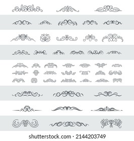 Vector set of retro decorations for wedding cards, decorating valentines, framing title of different printed products.