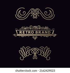 Conjunto vectorial de decoraciones retro para tarjetas de boda, valentinas decorativas, enmarcando el título de diferentes productos impresos.