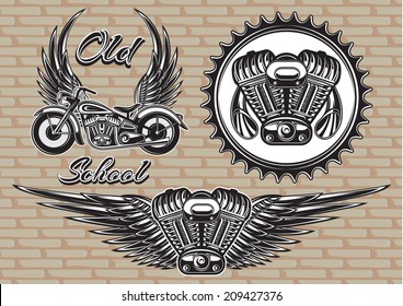 vector set of retro emblems on the motorcycle theme