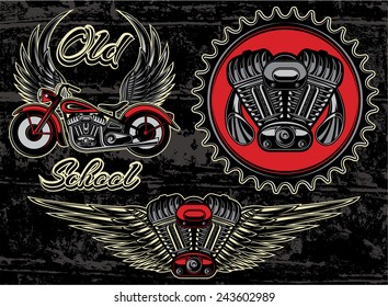 vector set of retro emblems on the motorcycle theme