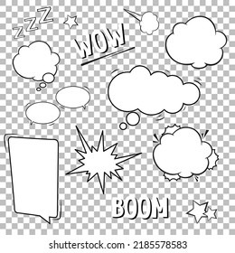 Vector set. Retro empty comic bubbles. Isolated dialog clouds and thought bubbles design elements