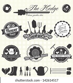 Vector Set: Retro Gardening Labels and Icons