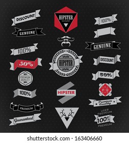 Vector set of retro label, bubble, button and icon.