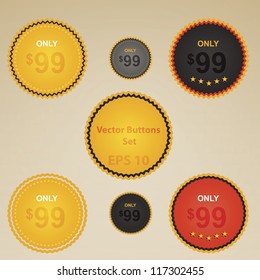 Vector set of retro labels, buttons and icons.