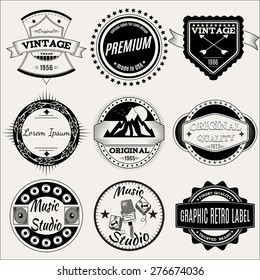 Vector set of retro labels for design