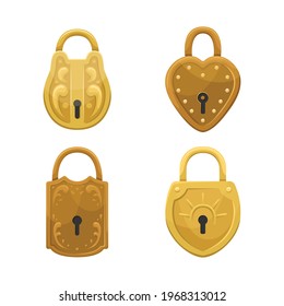 Vector set of retro locks. Vintage illustration. 
