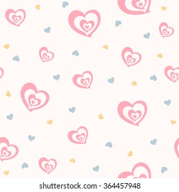 Vector set of retro love patterns. Seamless vector light pink background 