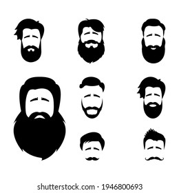 Vector set retro mens hairstyles on a white background.