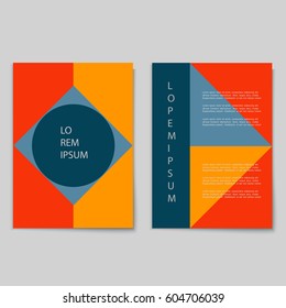 Vector set of retro minimal cards with geometric shapes.Template layout, cover design, poster, flyer