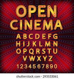 Vector set Retro neon sign, vintage billboard, bright signboard, light banner art
