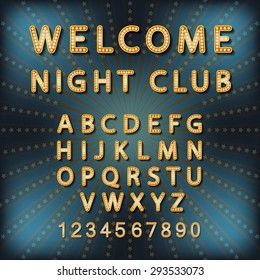 Vector set Retro neon sign, vintage billboard, bright signboard, light banner art