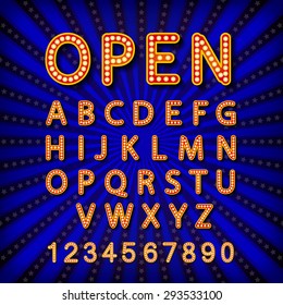 Vector set Retro neon sign, vintage billboard, bright signboard, light banner art