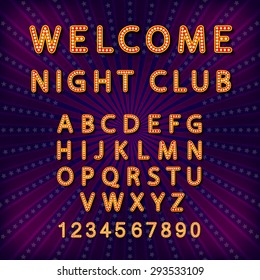 Vector set Retro neon sign, vintage billboard, bright signboard, light banner art