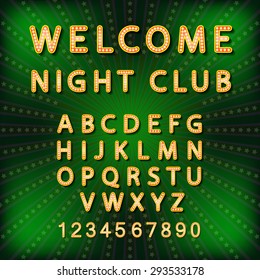 Vector set Retro neon sign, vintage billboard, bright signboard, light banner art
